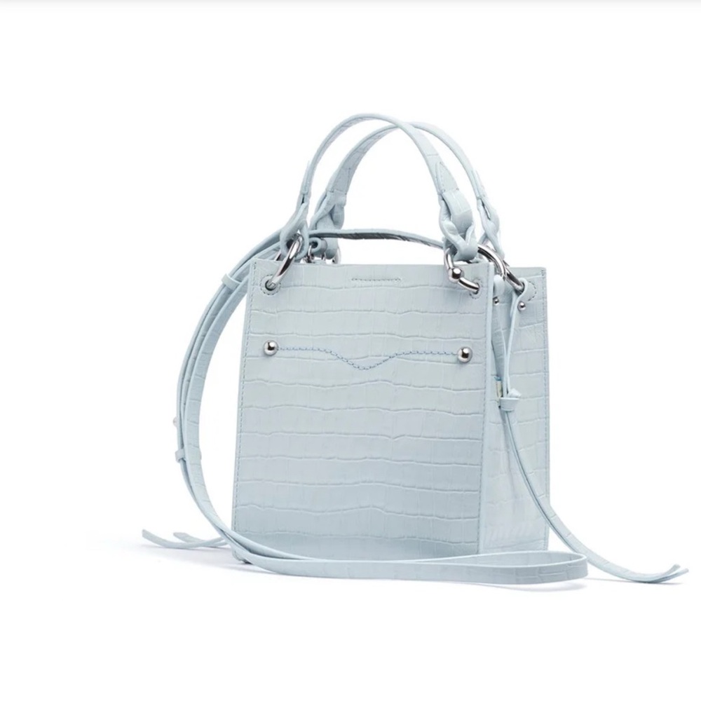 NWOT Rebecca Minkoff Elegant Kate Croc-Embossed Mini Tote Bag - Light Blue